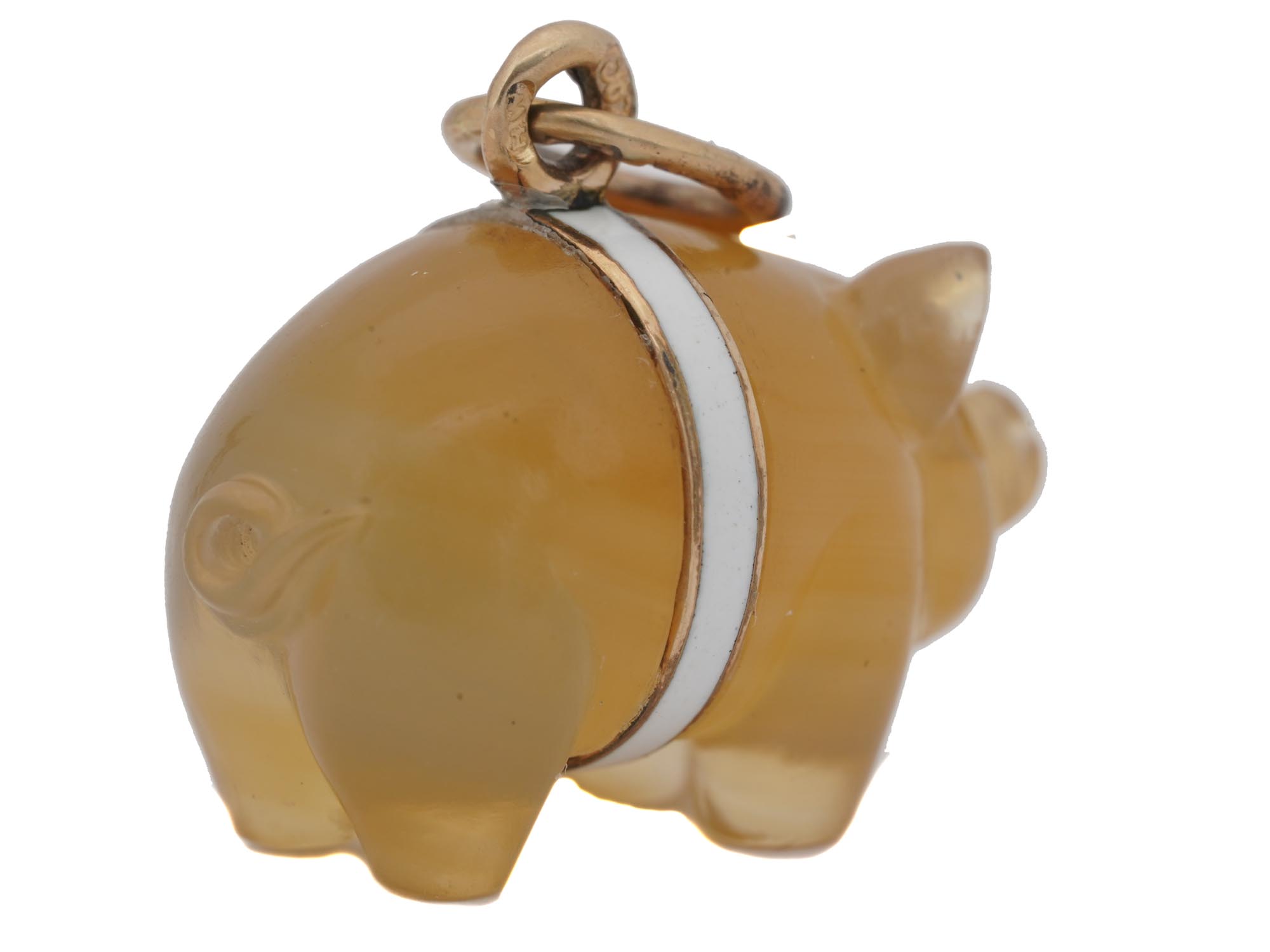 RUSSIAN GOLD AND HARD ENAMEL PENDANT OF A PIG PIC-5